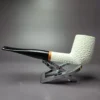 MBSD Meerschaum Deluxe Rusticated Billiard Block Meerschaum Pipe, Briar-Mortise - Image 3