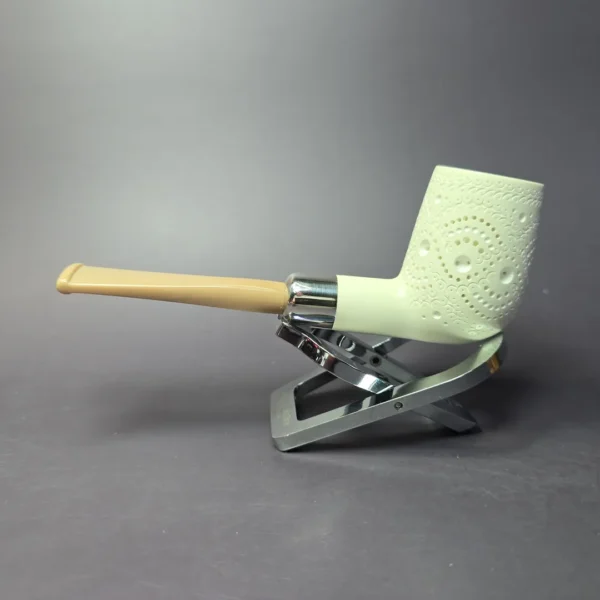 MBSD Meerschaum Silver Army Mount Billiard Block Meerschaum Pipe, New - Image 4