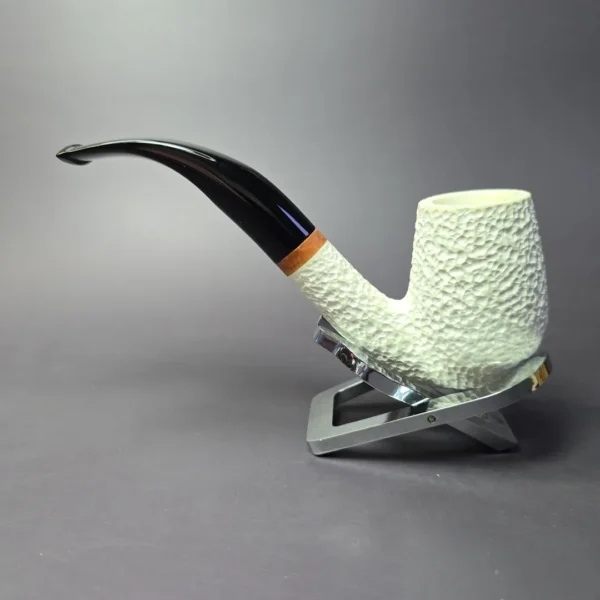 MBSD Meerschaum Deluxe "LC" Bent Billiard Block Meerschaum Pipe, Briar-Mortise - Image 4