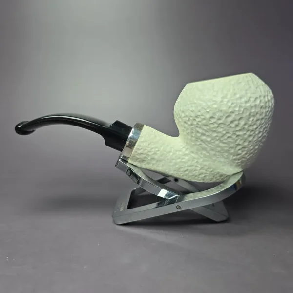 MBSD Meerschaum Silver Reverse Calabash Rustic Rhodesian Block Meerschaum Pipe - Image 4