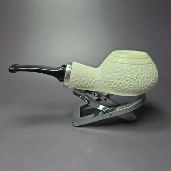 MBSD Meerschaum Silver Reverse Calabash Rustic Author Block Meerschaum Pipe - Image 4