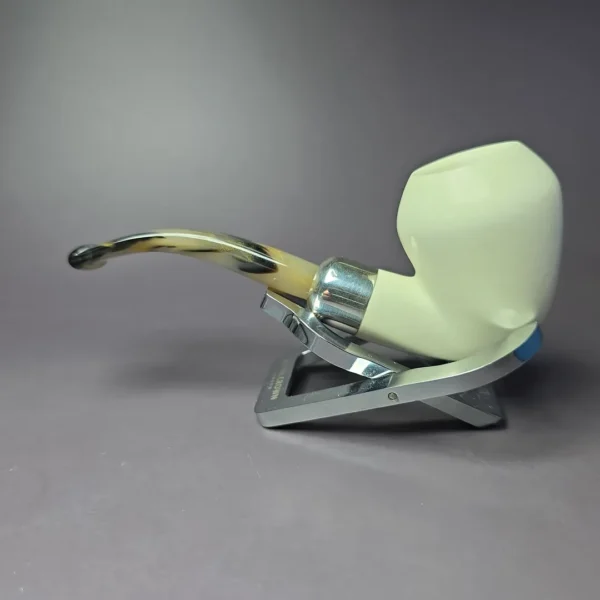 MBSD Meerschaum Silver Smooth Rhodesian Block Meerschaum Pipe, New - Image 4