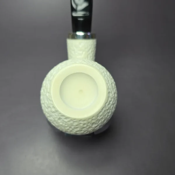 MBSD Meerschaum Silver Reverse Calabash Rustic Rhodesian Block Meerschaum Pipe - Image 5