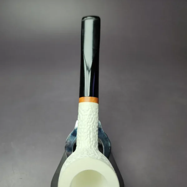 MBSD Meerschaum Deluxe Rusticated Billiard Block Meerschaum Pipe, Briar-Mortise - Image 7