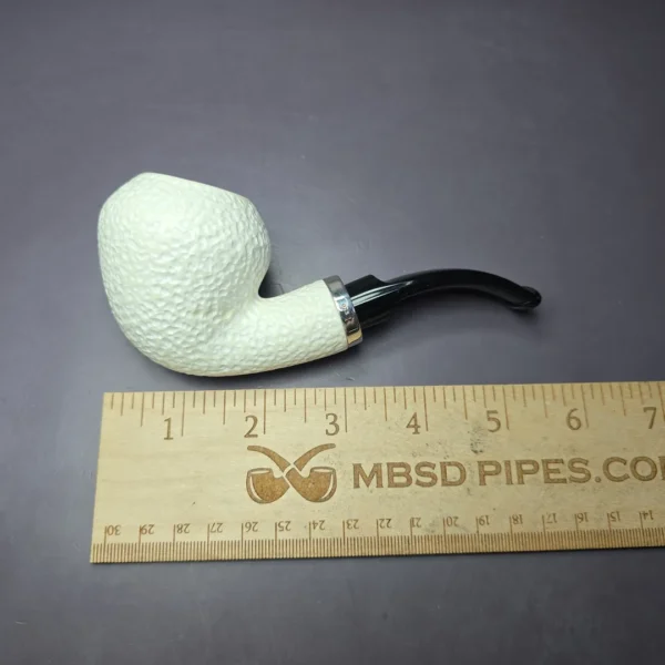 MBSD Meerschaum Silver Reverse Calabash Rustic Rhodesian Block Meerschaum Pipe - Image 7