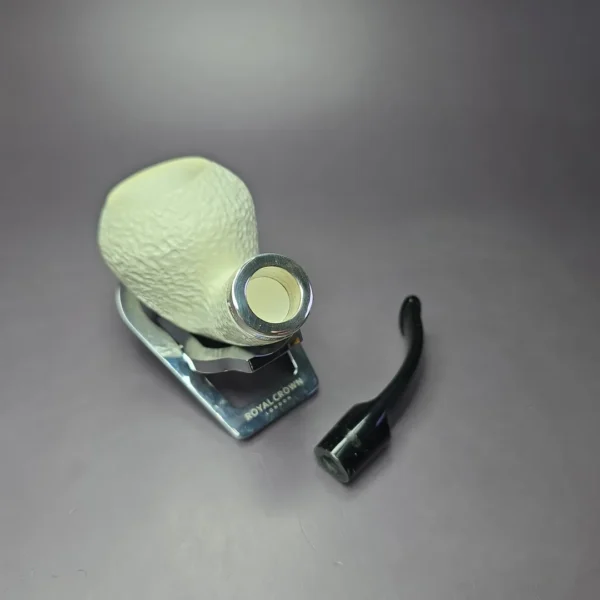 MBSD Meerschaum Silver Reverse Calabash Rustic Rhodesian Block Meerschaum Pipe - Image 9