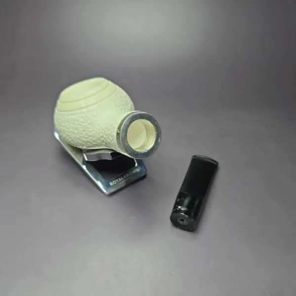 MBSD Meerschaum Silver Reverse Calabash Rustic Author Block Meerschaum Pipe - Image 9