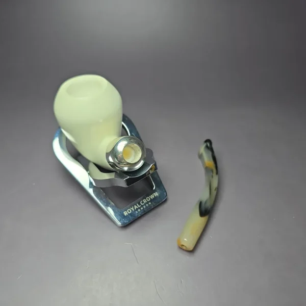 MBSD Meerschaum Silver Smooth Rhodesian Block Meerschaum Pipe, New - Image 9