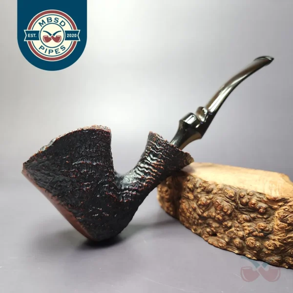 Savinelli Autograph 4 Partially Sandblasted Freehand Estate Briar Pipe, Italian Estates