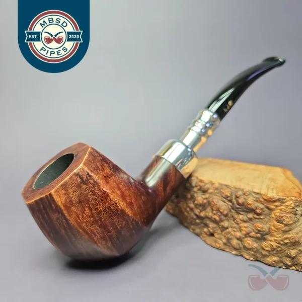 Ferndown Reo 3 Star Silver Spigot Panel Apple Estate Briar Pipe, English Estates