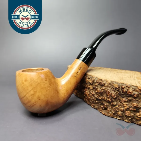Roma Smooth Bent Apple Estate Briar Pipe, Unsmoked