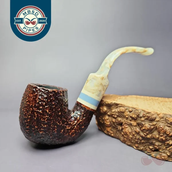 Savinelli Sasso 614 Rusticated Bent Billiard Briar Pipe, New, 6mm