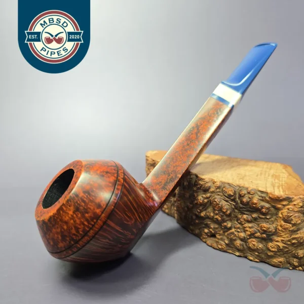 Manduela Smooth Bulldog w/ Bone & Blue Ebonite Estate Briar Pipe, Unsmoked