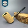 J Mouton Natural Sandblast Poker w/ Black Bamboo Handmade Briar Pipe, New