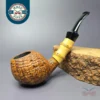 Chris Asteriou Contast Sandblasted Apple w/ Bamboo Estate Briar Pipe, Unsmoked