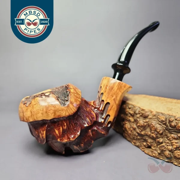 Nording Spruce Partially Rusticated Freehand Estate Briar Pipe, Unsmoked