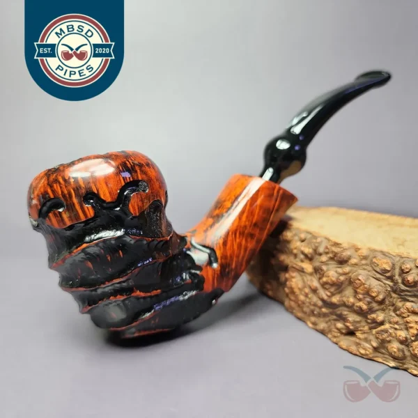 Nording Abstract Partially Rusticated Freehand Estate Briar Pipe, Unsmoked