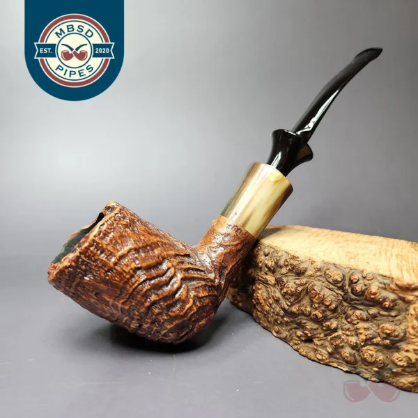 Savinelli Nonpareil Sandblasted Billiard w/ Horn Estate Briar Pipe, Italian Estates