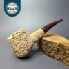Pipe Tristan Natural Granite Rusticated "55" Pot Handmade Briar Pipe, New