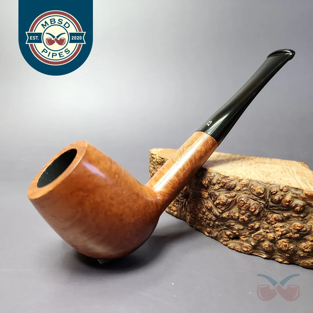 Barontini Diamante 313 Smooth Oval Shank Billiard Estate Briar Pipe, Unsmoked