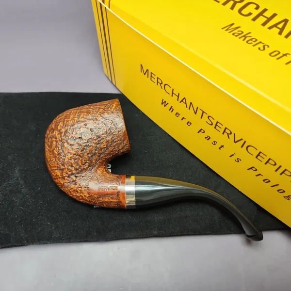 Merchant Service Sandblasted “Full Bent” Bent Billiard Artisan Briar Pipe, New - Image 2
