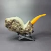 MBSD Meerschaum Deluxe Natural XL Freehand Block Meerschaum Pipe, Briar-Mortise - Image 2