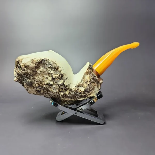 MBSD Meerschaum Deluxe Natural XL Freehand Block Meerschaum Pipe, Briar-Mortise - Image 2