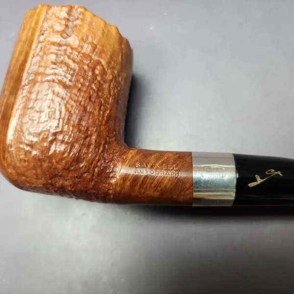 Savinelli Autograph Part Sandblasted Freehand w/ Silver Estate Briar Pipe, Italian Estates - Image 2