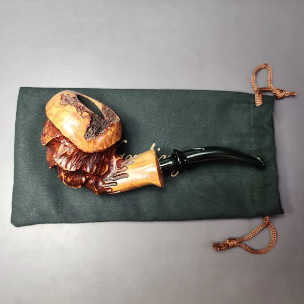 Nording Spruce Partially Rusticated Freehand Estate Briar Pipe, Unsmoked - Image 2