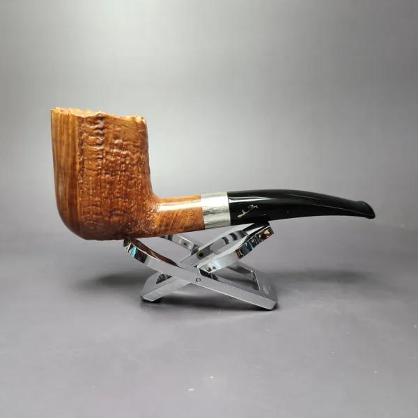 Savinelli Autograph Part Sandblasted Freehand w/ Silver Estate Briar Pipe, Italian Estates - Image 3