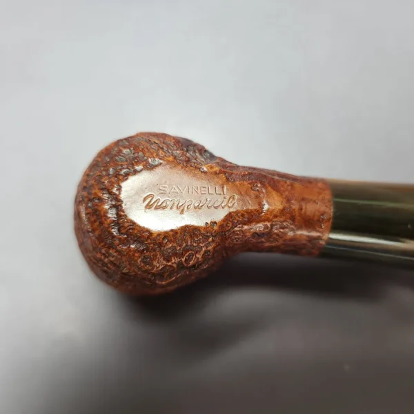 Savinelli Nonpareil Sandblasted Billiard w/ Horn Estate Briar Pipe, Italian Estates - Image 3