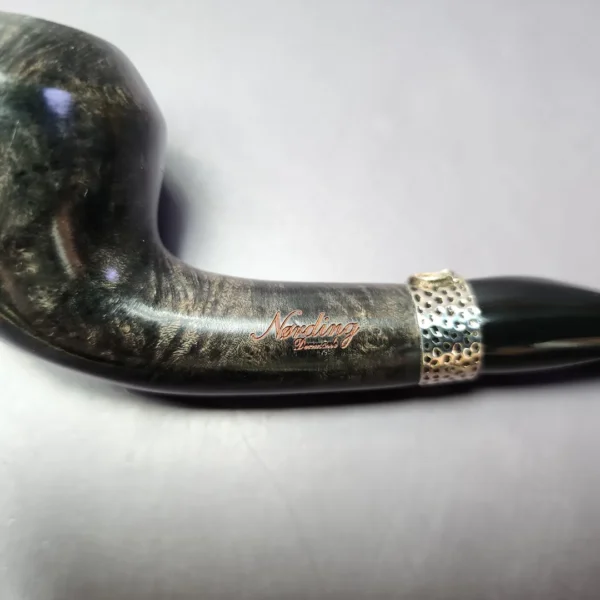 Nording Silver Classic Smooth Rhodesian Horn Estate Briar Pipe, Unsmoked - Image 3
