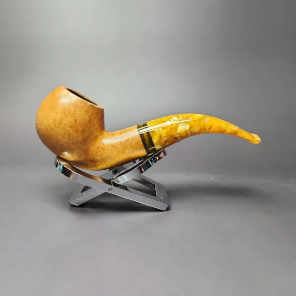 Savinelli Miele 642 Smooth Bent Apple Estate Briar Pipe, Italian Estates, 6mm - Image 4