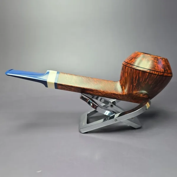 Manduela Smooth Bulldog w/ Bone & Blue Ebonite Estate Briar Pipe, Unsmoked - Image 4