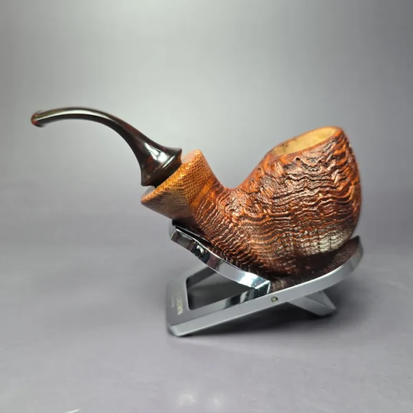 PapaBearPipes by Tim Beaumont Sandblasted Egg Handmade Briar Pipe, New - Image 4