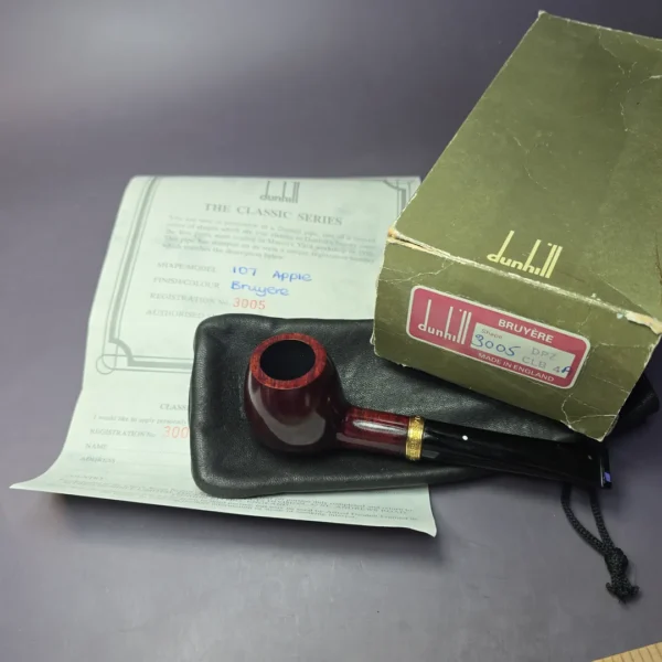 Dunhill 1991 Bruyere Classic Series 107 Apple (3005) Estate Briar Pipe, Unsmoked - Image 4