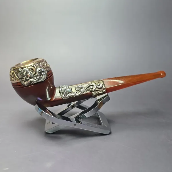 19th c. CPF Best Make Bulldog w/ Silver Antique Estate Briar Pipe, Unsmoked - Image 4