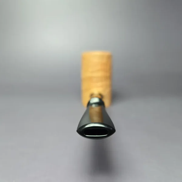 J Mouton Natural Sandblast Poker w/ Black Bamboo Handmade Briar Pipe, New - Image 5