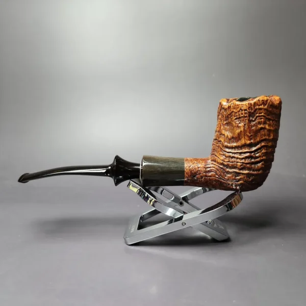 Savinelli Nonpareil Sandblasted Billiard w/ Horn Estate Briar Pipe, Italian Estates - Image 5