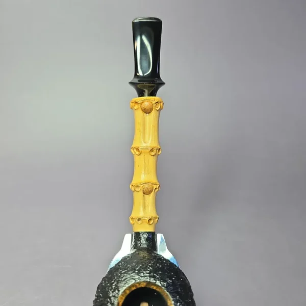 J Mouton Sandblasted Tomato w/ Bamboo Handmade Briar Pipe, New - Image 6