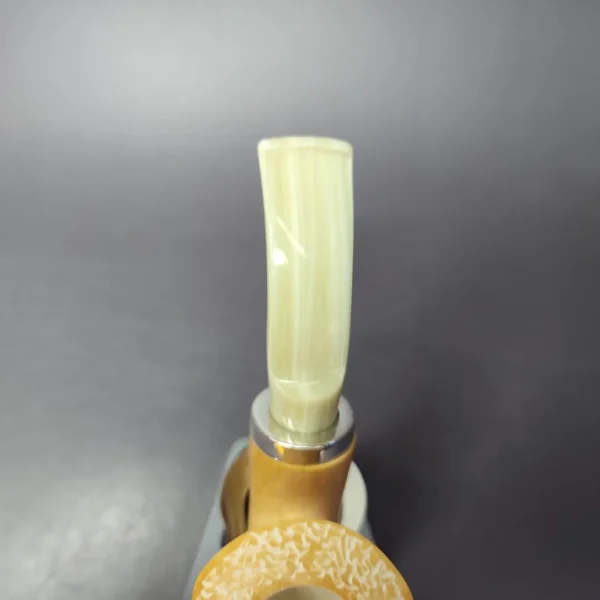 MBSD Meerschaum Silver Bent Panel Dublin Block Meerschaum Pipe, New - Image 6