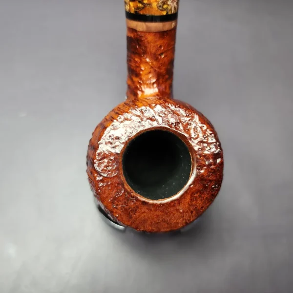 Peder Jeppesen Sandblasted Apple w/ Amberoid Estate Briar Pipe, Danish Estates - Image 6