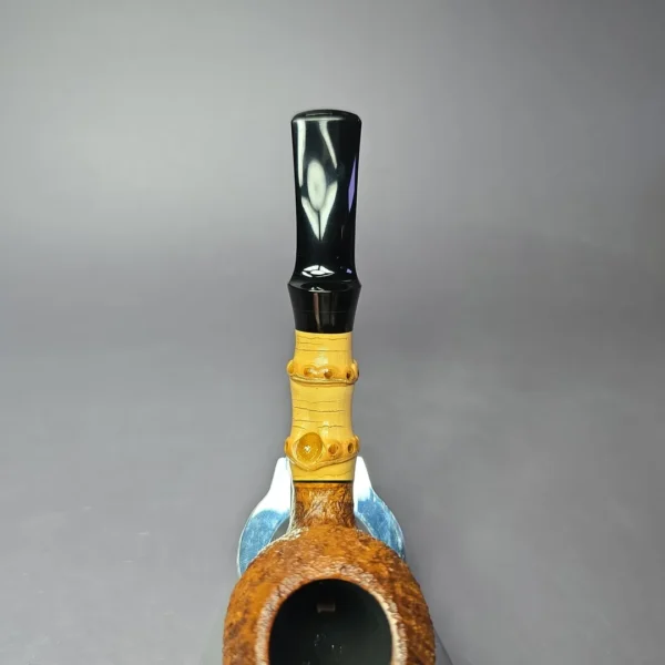 Chris Asteriou Contast Sandblasted Apple w/ Bamboo Estate Briar Pipe, Unsmoked - Image 6