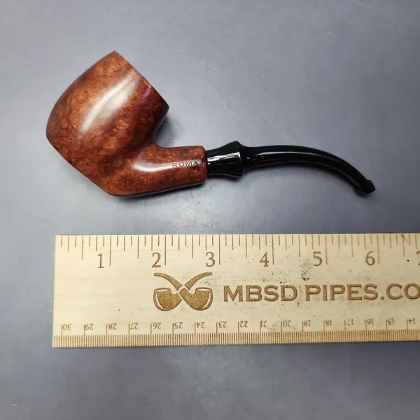 Roma Smooth Bent Billiard Sitter Estate Briar Pipe, Unsmoked - Image 7