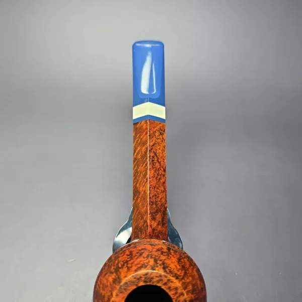 Manduela Smooth Bulldog w/ Bone & Blue Ebonite Estate Briar Pipe, Unsmoked - Image 7