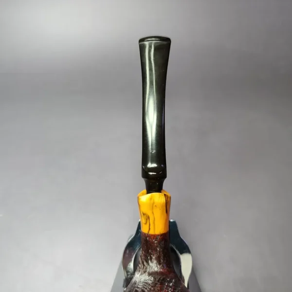 Hilson Unicorn Sandblasted Egg w/ Acrylic Estate Briar Pipe, Dutch Estates - Image 8