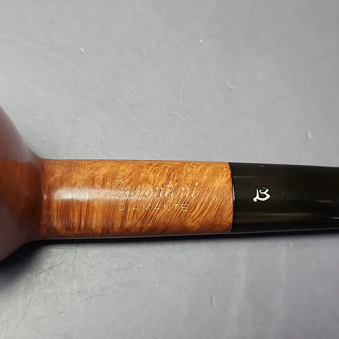 Barontini Diamante 313 Smooth Oval Shank Billiard Estate Briar Pipe, Unsmoked - Image 8