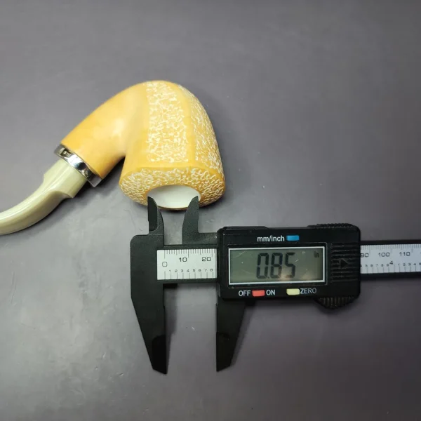 MBSD Meerschaum Silver Bent Panel Dublin Block Meerschaum Pipe, New - Image 9