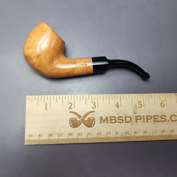 Roma Smooth Bent Apple Estate Briar Pipe, Unsmoked - Image 9