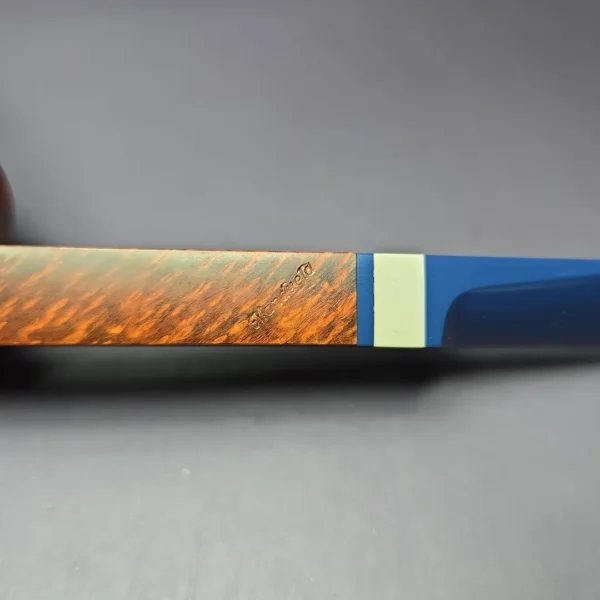 Manduela Smooth Bulldog w/ Bone & Blue Ebonite Estate Briar Pipe, Unsmoked - Image 9